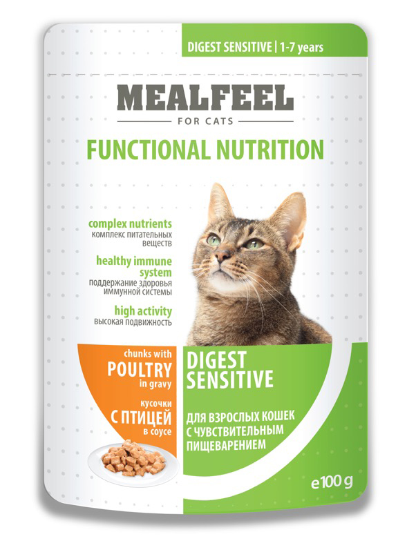 MEALFEEL влажный корм для взрослых кошек с чувствительным пищеварением