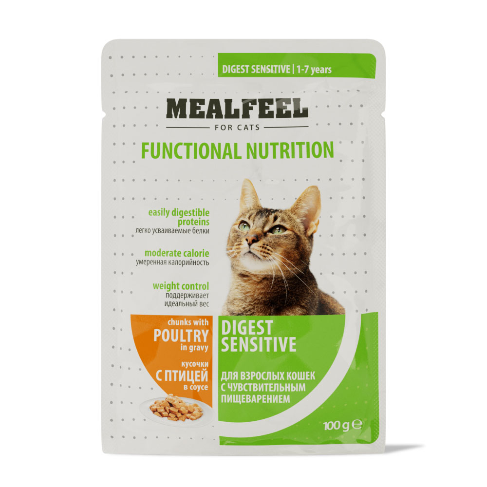 MEALFEEL влажный корм для взрослых кошек с чувствительным пищеварением