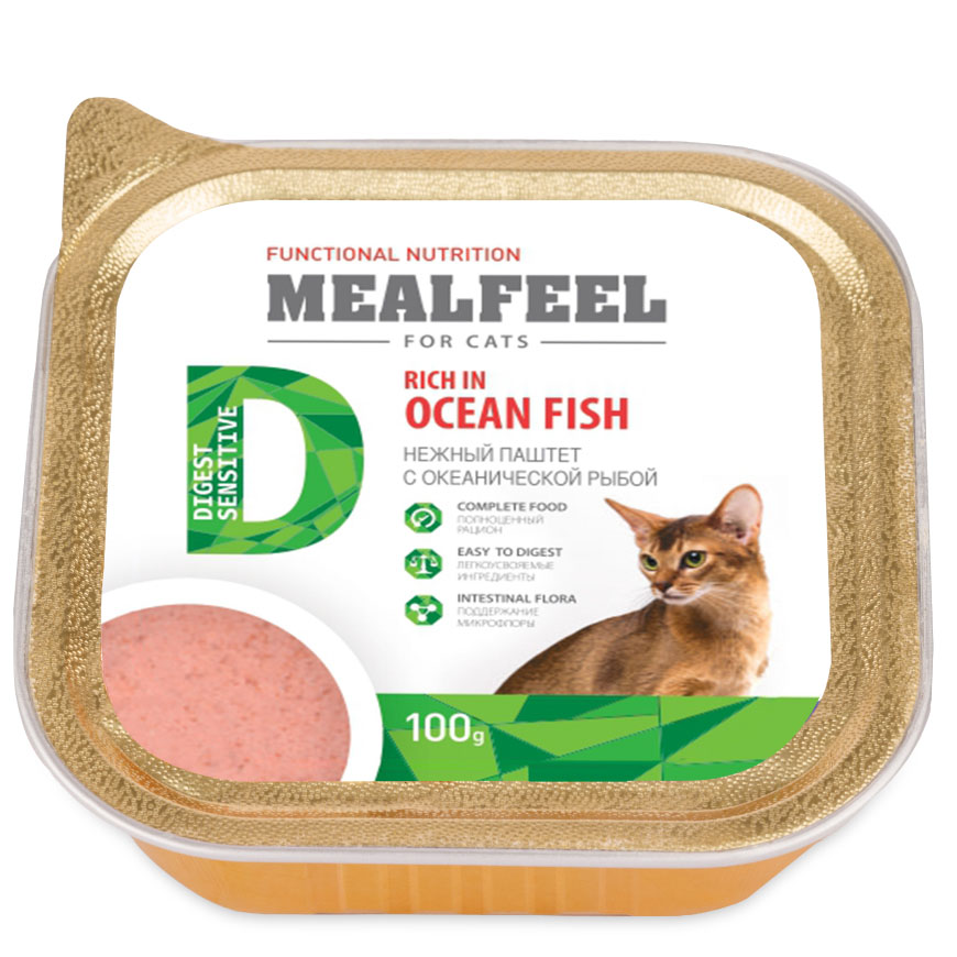 MEALFEEL консервы для взрослых кошек с чувствительным пищеварением