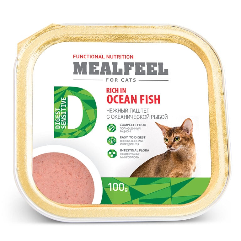 Mealfeel консервы для взрослых кошек с чувствительным  пищеварением
